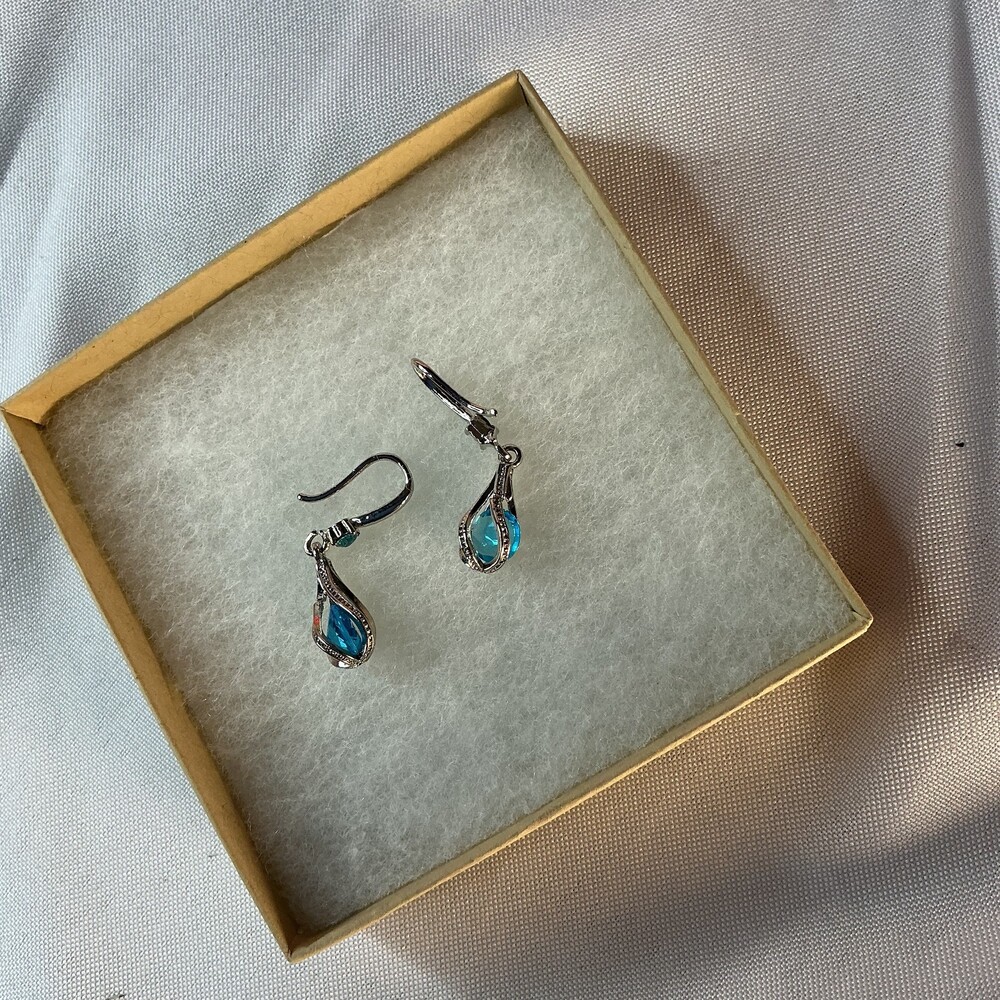 ★ 41 Hawthorn Rita Drop Earrings Silver Aqua Blue Teardrop Dangle Earrings